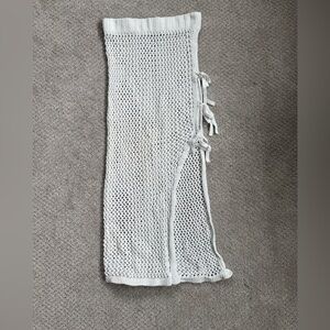 Beach Riot White Crochet Mesh Swim Coverup Midi Skirt